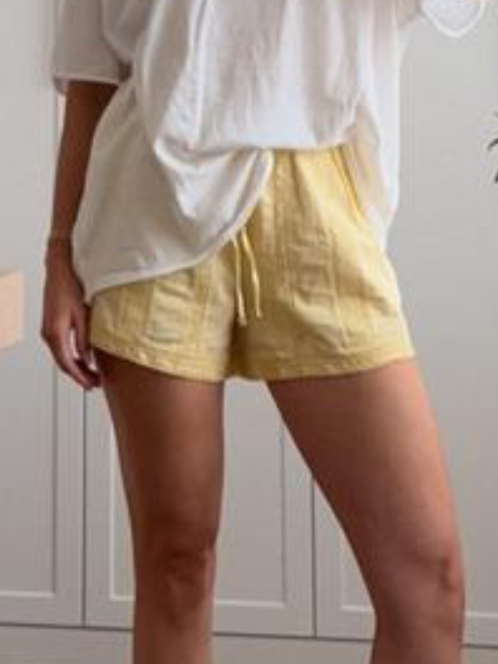 Womens Abercrombie & Fitch Yellow Lace-Trim Shorts